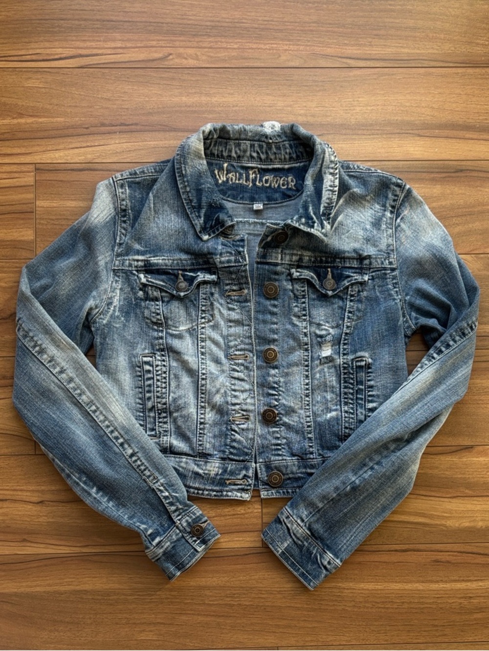 Wallflower Washed Blue Denim Jacket with Embroidered Logo